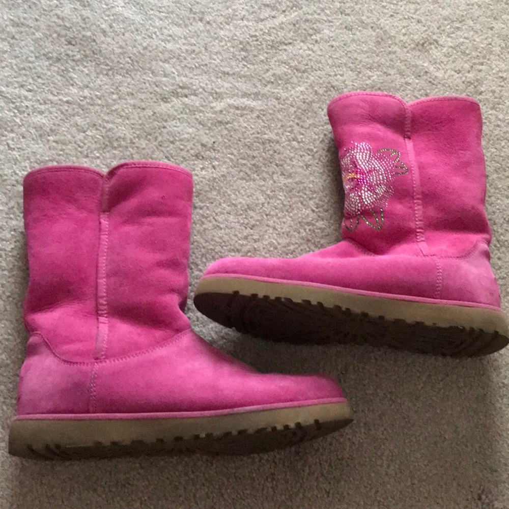 UGG Australia Boots w/Rhinestone Hibiscus Design